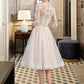 Jessica A-Line V-neck Knee-Length Tulle Wedding Dress With Bow(s) DEP0013737