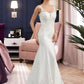 Melanie Trumpet/Mermaid V-neck Court Train Lace Stretch Crepe Wedding Dress With Sequins DEP0013738