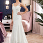 Melanie Trumpet/Mermaid V-neck Court Train Lace Stretch Crepe Wedding Dress With Sequins DEP0013738