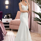 Melanie Trumpet/Mermaid V-neck Court Train Lace Stretch Crepe Wedding Dress With Sequins DEP0013738