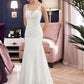 Melanie Trumpet/Mermaid V-neck Court Train Lace Stretch Crepe Wedding Dress With Sequins DEP0013738