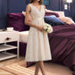 Katrina A-Line V-neck Knee-Length Lace Wedding Dress With Bow(s) DEP0013739