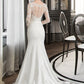 Destiney Trumpet/Mermaid Illusion Chapel Train Stretch Crepe Wedding Dress With Lace DEP0013740