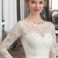 Destiney Trumpet/Mermaid Illusion Chapel Train Stretch Crepe Wedding Dress With Lace DEP0013740