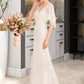 Shelby Trumpet/Mermaid V-neck Court Train Wedding Dress With Sash DEP0013744