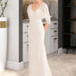 Shelby Trumpet/Mermaid V-neck Court Train Wedding Dress With Sash DEP0013744