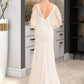 Shelby Trumpet/Mermaid V-neck Court Train Wedding Dress With Sash DEP0013744