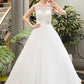 Arianna Ball-Gown/Princess Scoop Neck Sweep Train Organza Lace Wedding Dress With Beading Sequins DEP0013751