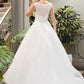 Arianna Ball-Gown/Princess Scoop Neck Sweep Train Organza Lace Wedding Dress With Beading Sequins DEP0013751