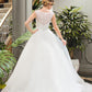 Arianna Ball-Gown/Princess Scoop Neck Sweep Train Organza Lace Wedding Dress With Beading Sequins DEP0013751