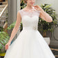 Arianna Ball-Gown/Princess Scoop Neck Sweep Train Organza Lace Wedding Dress With Beading Sequins DEP0013751