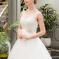 Arianna Ball-Gown/Princess Scoop Neck Sweep Train Organza Lace Wedding Dress With Beading Sequins DEP0013751