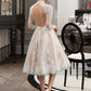 Christine A-Line Illusion Knee-Length Lace Wedding Dress DEP0013754