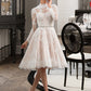 Christine A-Line Illusion Knee-Length Lace Wedding Dress DEP0013754