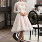 Christine A-Line Illusion Knee-Length Lace Wedding Dress DEP0013754