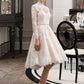 Christine A-Line Illusion Knee-Length Lace Wedding Dress DEP0013754