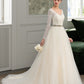 Gia Ball-Gown/Princess V-neck Court Train Tulle Lace Wedding Dress DEP0013756