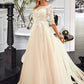 Millie Ball-Gown/Princess Scoop Neck Sweep Train Tulle Lace Wedding Dress DEP0013760