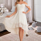 Heather A-Line Asymmetrical Chiffon Lace Wedding Dress With Beading Sequins DEP0013764