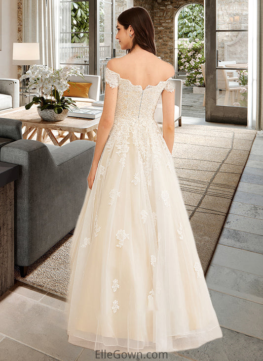 Emely Ball-Gown/Princess Off-the-Shoulder Floor-Length Wedding Dress With Beading Sequins DEP0013765