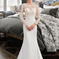 Helena Trumpet/Mermaid Illusion Sweep Train Stretch Crepe Wedding Dress DEP0013767