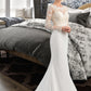 Helena Trumpet/Mermaid Illusion Sweep Train Stretch Crepe Wedding Dress DEP0013767