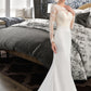 Helena Trumpet/Mermaid Illusion Sweep Train Stretch Crepe Wedding Dress DEP0013767