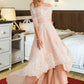 Nyasia A-Line Asymmetrical Satin Tulle Lace Wedding Dress With Sequins DEP0013769