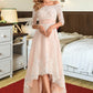 Nyasia A-Line Asymmetrical Satin Tulle Lace Wedding Dress With Sequins DEP0013769