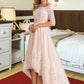 Nyasia A-Line Asymmetrical Satin Tulle Lace Wedding Dress With Sequins DEP0013769