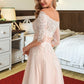 Nyasia A-Line Asymmetrical Satin Tulle Lace Wedding Dress With Sequins DEP0013769