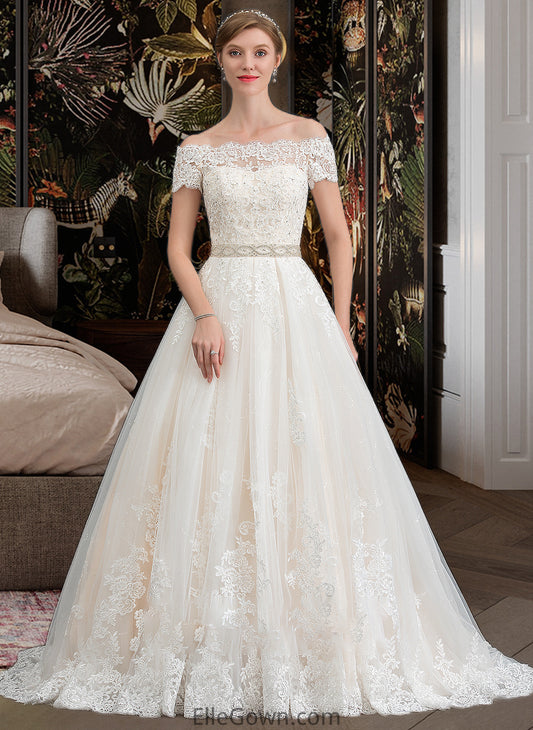 Esperanza Ball-Gown/Princess Court Train Tulle Wedding Dress With Beading Sequins DEP0013770