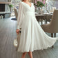 Clare A-Line V-neck Tea-Length Wedding Dress DEP0013772