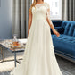 Jacey A-Line Scoop Neck Floor-Length Chiffon Lace Wedding Dress With Sequins DEP0013775