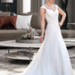 Mollie A-Line V-neck Court Train Chiffon Wedding Dress With Lace Beading Sequins DEP0013776