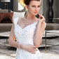 Mollie A-Line V-neck Court Train Chiffon Wedding Dress With Lace Beading Sequins DEP0013776