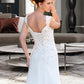 Mollie A-Line V-neck Court Train Chiffon Wedding Dress With Lace Beading Sequins DEP0013776