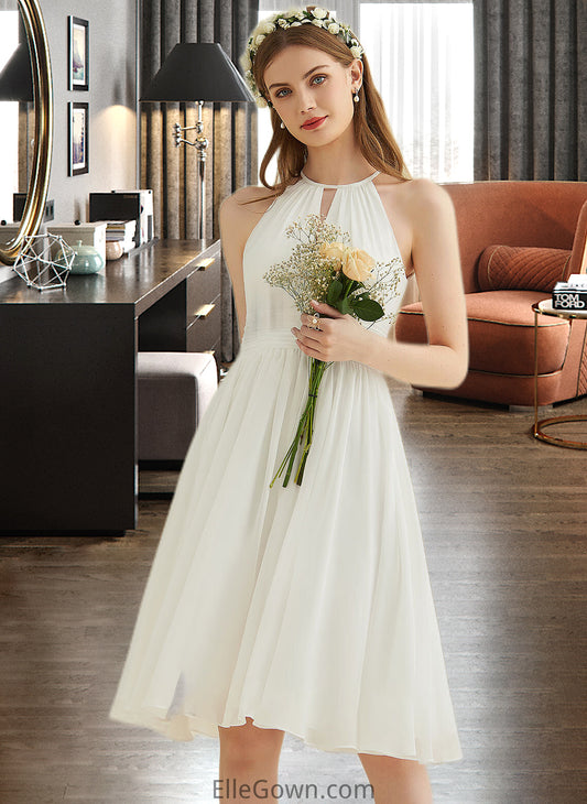 Vivien A-Line Knee-Length Chiffon Wedding Dress DEP0013778