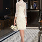 Gisselle Sheath/Column High Neck Knee-Length Lace Wedding Dress DEP0013781