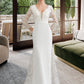 Lilah Trumpet/Mermaid V-neck Chapel Train Chiffon Wedding Dress With Beading Sequins DEP0013795