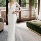 Lilah Trumpet/Mermaid V-neck Chapel Train Chiffon Wedding Dress With Beading Sequins DEP0013795