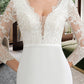 Lilah Trumpet/Mermaid V-neck Chapel Train Chiffon Wedding Dress With Beading Sequins DEP0013795