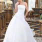 Patsy Ball-Gown/Princess Strapless Chapel Train Satin Organza Wedding Dress With Lace Beading DEP0013796