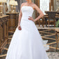 Patsy Ball-Gown/Princess Strapless Chapel Train Satin Organza Wedding Dress With Lace Beading DEP0013796