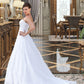 Patsy Ball-Gown/Princess Strapless Chapel Train Satin Organza Wedding Dress With Lace Beading DEP0013796