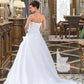 Patsy Ball-Gown/Princess Strapless Chapel Train Satin Organza Wedding Dress With Lace Beading DEP0013796