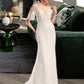 Nyasia Trumpet/Mermaid V-neck Chapel Train Wedding Dress With Beading Sequins DEP0013802