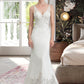 Polly Trumpet/Mermaid V-neck Court Train Stretch Crepe Wedding Dress DEP0013803