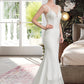 Polly Trumpet/Mermaid V-neck Court Train Stretch Crepe Wedding Dress DEP0013803