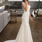 Genesis Trumpet/Mermaid V-neck Court Train Lace Wedding Dress DEP0013804